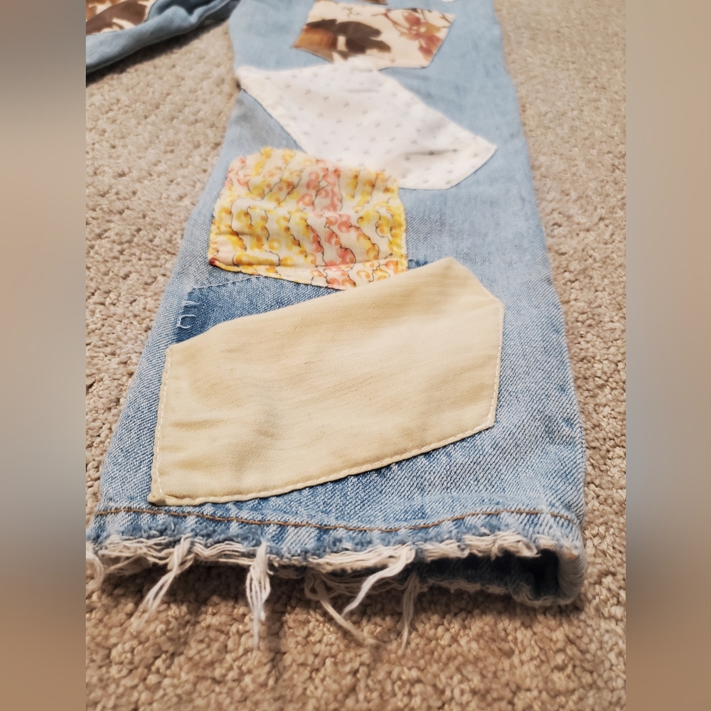 Zara Multicolor Patchwork Straight Leg Jeans - image 7